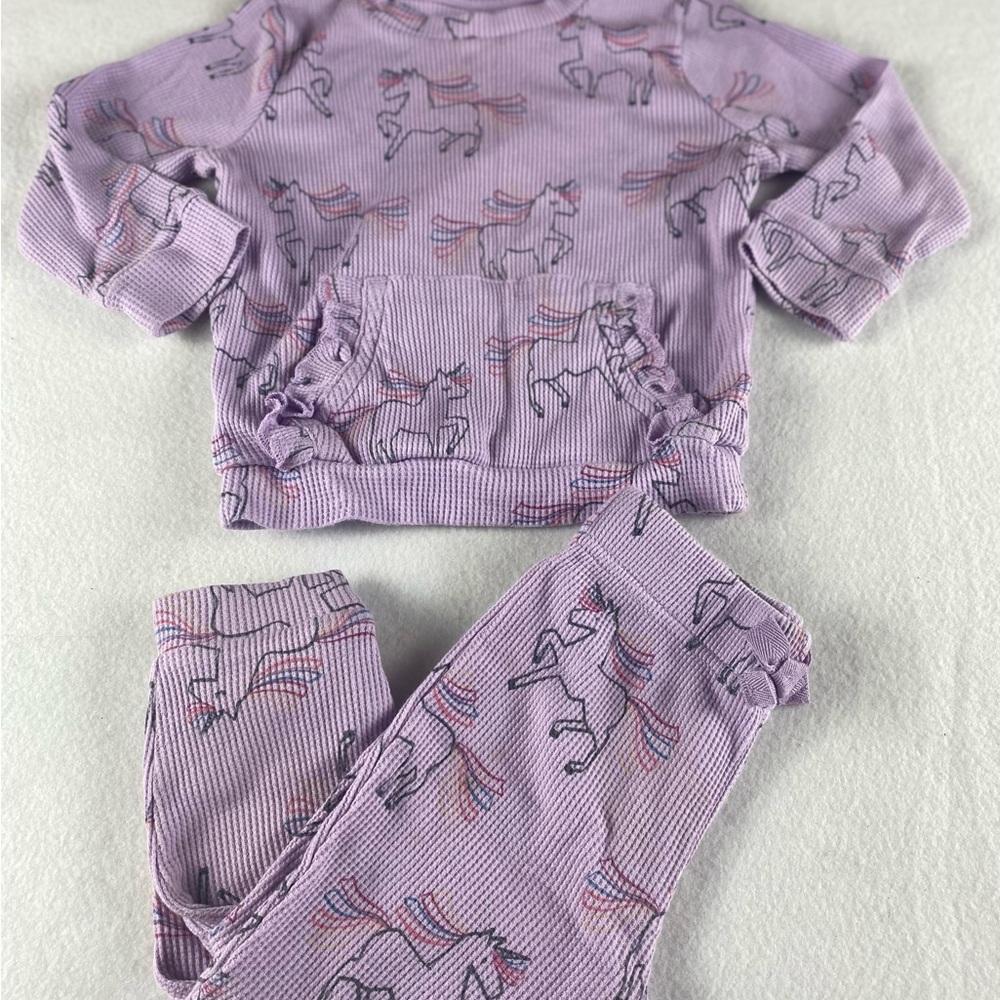 Garanimals Purple Unicorn Toddler Girls Set Size 18 months Long Sleeve Pockets